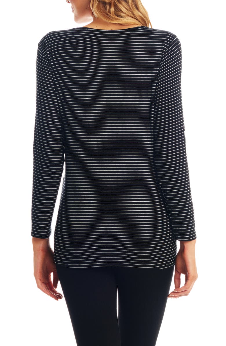 Everly Grey Adriana Stripe Long Sleeve Maternity/Nursing Tee, Alternate, color, 