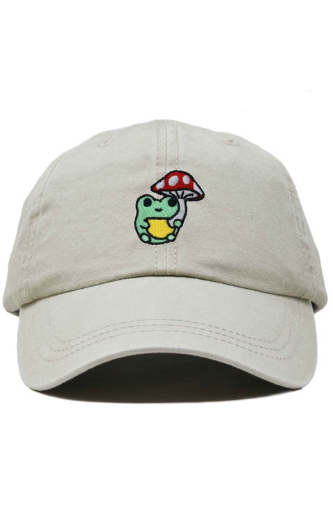 Mushroom Frog Embroidered Hat