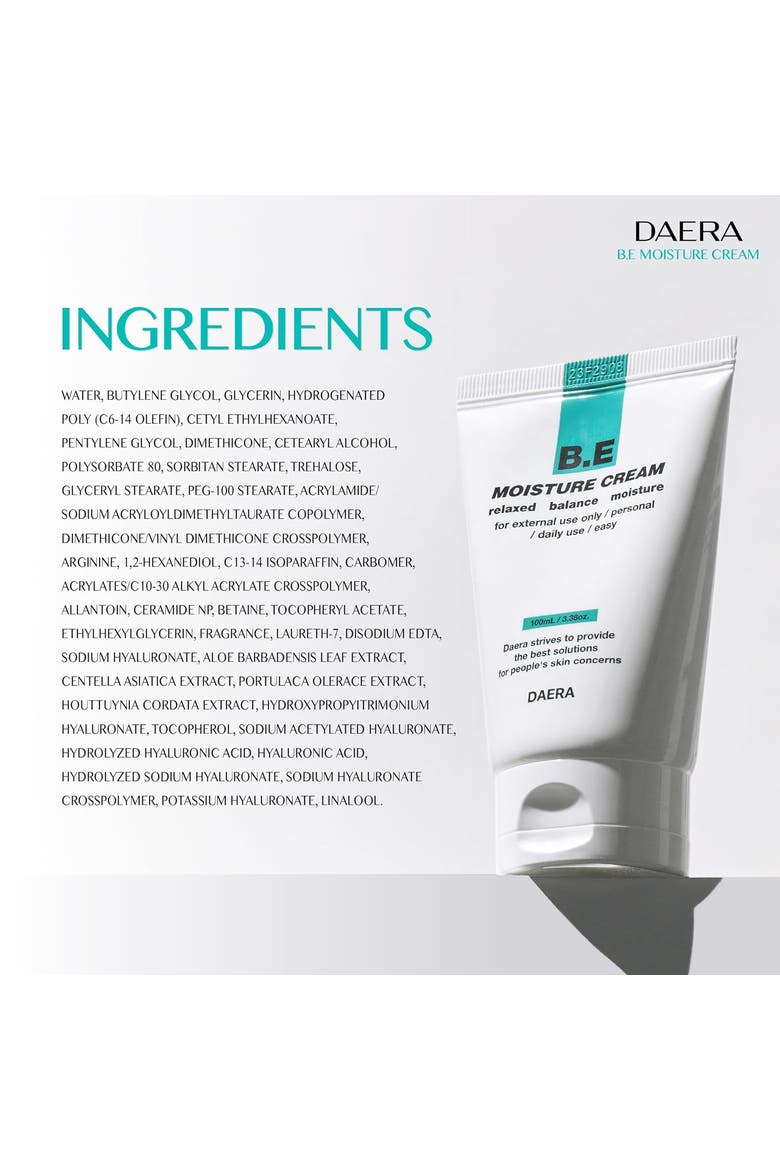 B.E Moisturing Cream Acne-Prone Skin Moisturizer, Calming Face Cream,100ml, Alternate, color, White