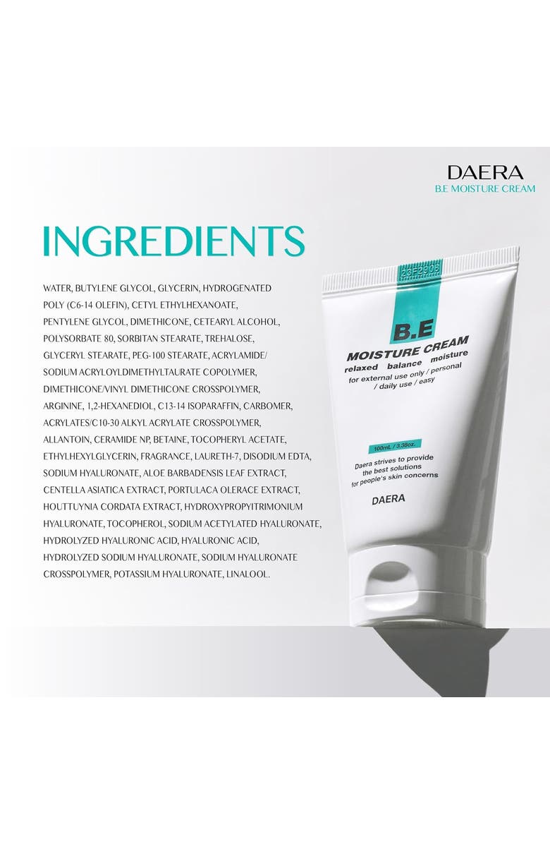 DAERA B.E Moisturing Cream, Alternate, color, White