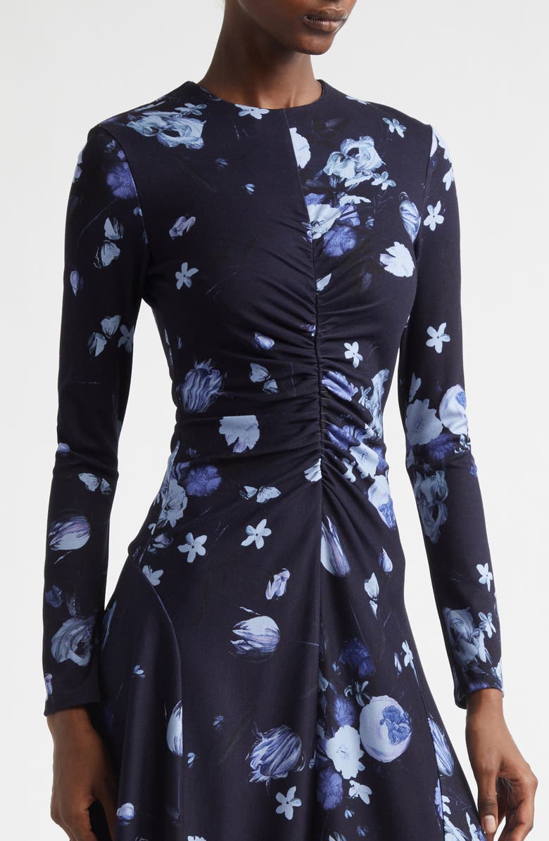 Erdem Floral Print Long Sleeve Ponte Knit Midi Dress, Alternate, color, Dutch Flower Painting Midnight