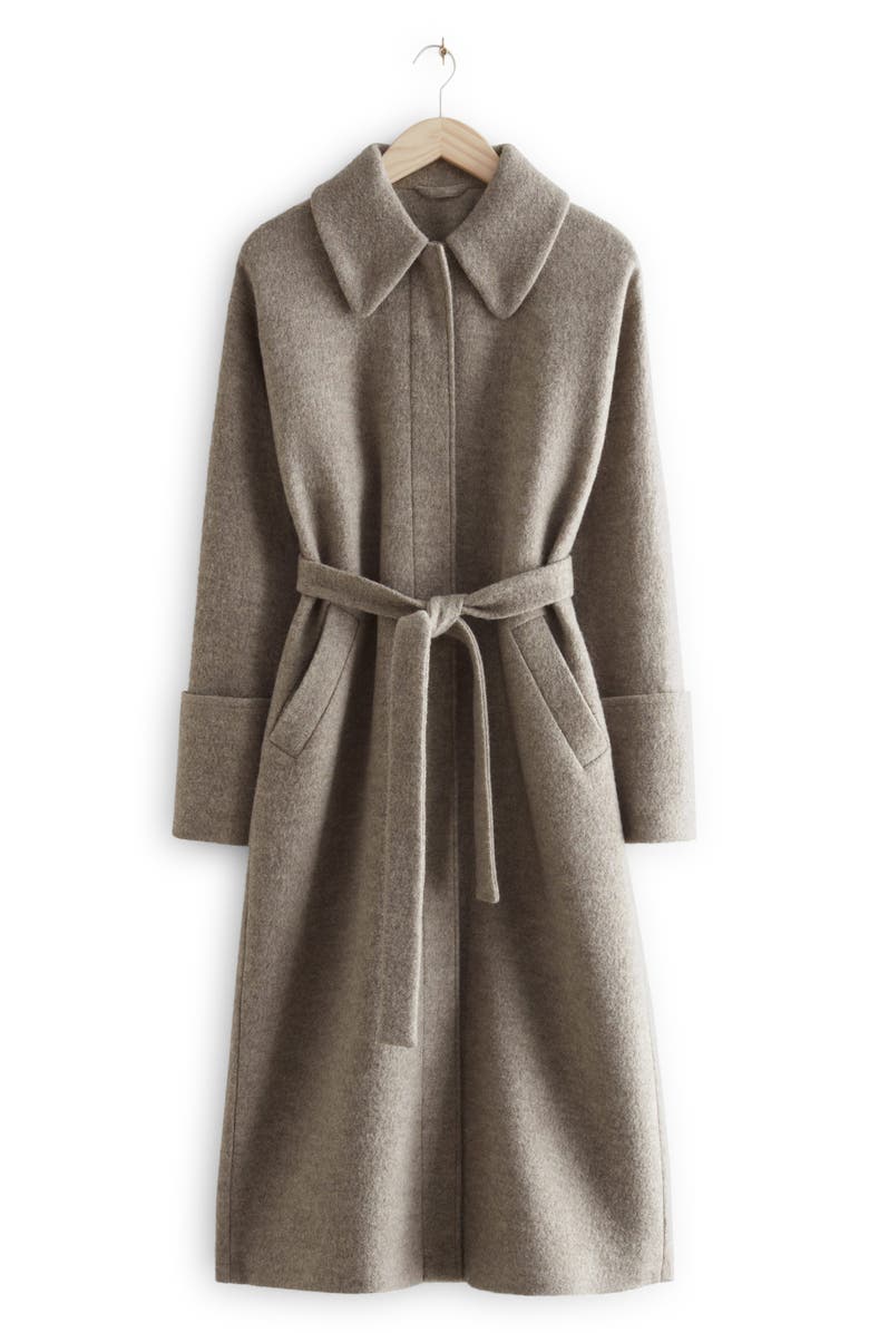 & Other Stories Relaxed Fit Belted Long Wool Coat, Alternate, color, 