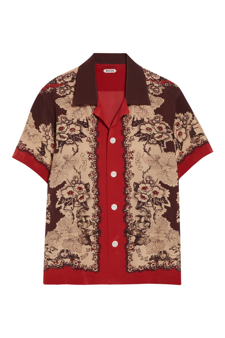 Storybook Silk Camp Shirt, Alternate, color, RED BLACK
