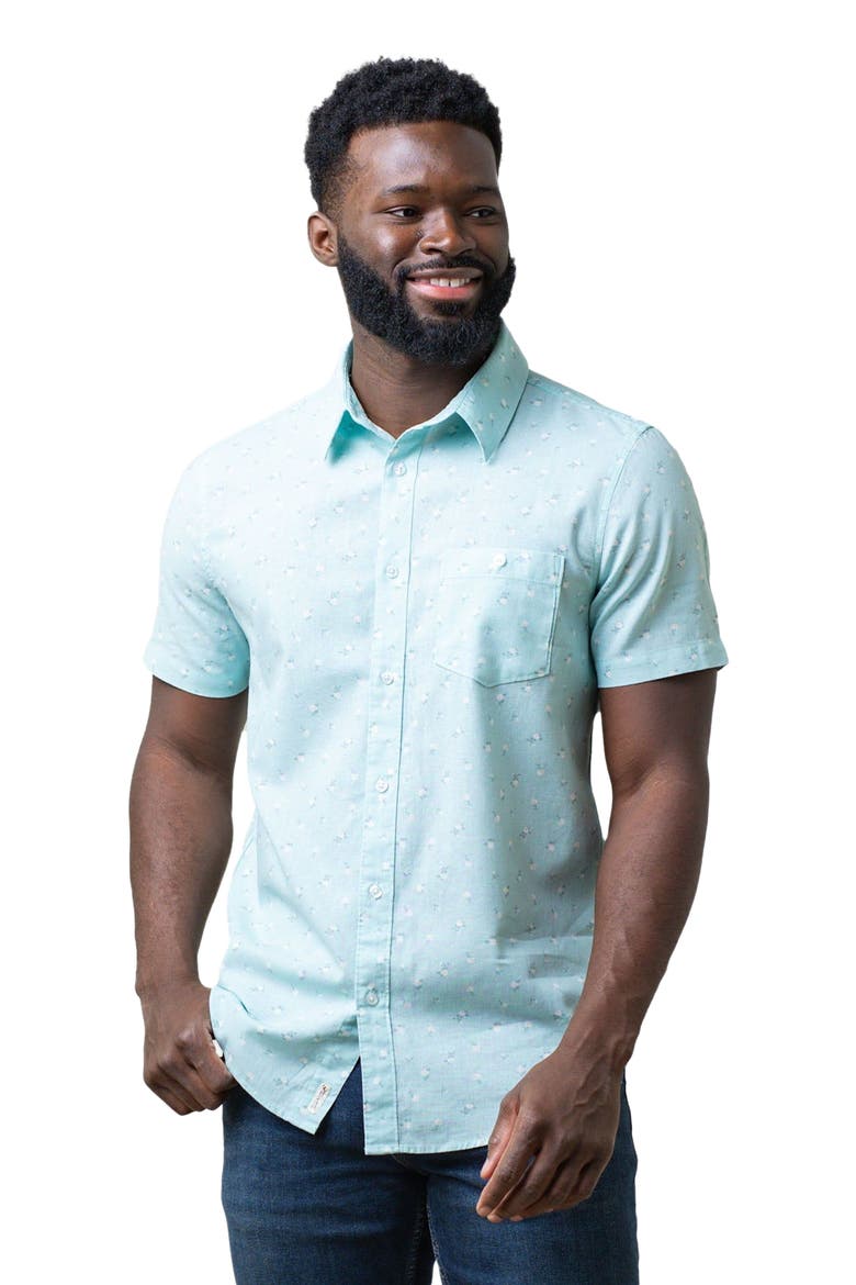 Men's Linen Short Sleeve Button Down Shirt, Main, color, Tea Room Floral