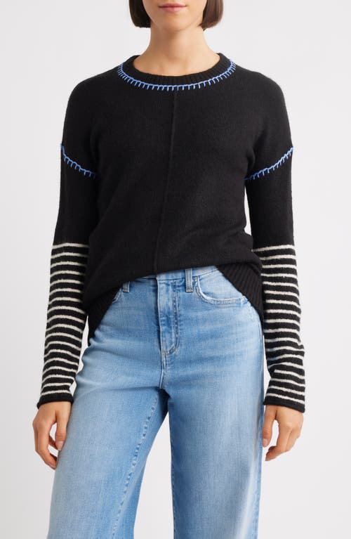 Hatley Avery Blanket Stitch Stripe Sweater In Black