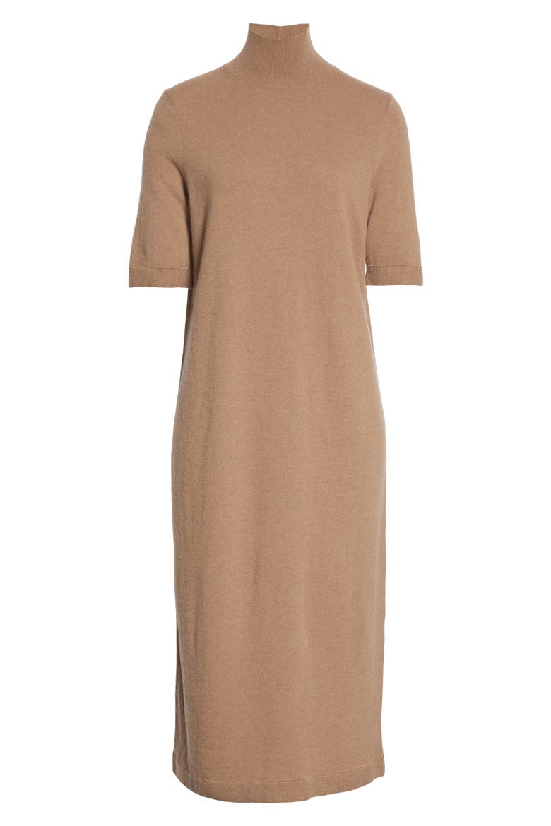 Turtleneck Wool & Cashmere Midi Sweater Dress, Alternate, color, CAMMELLO MELANGE