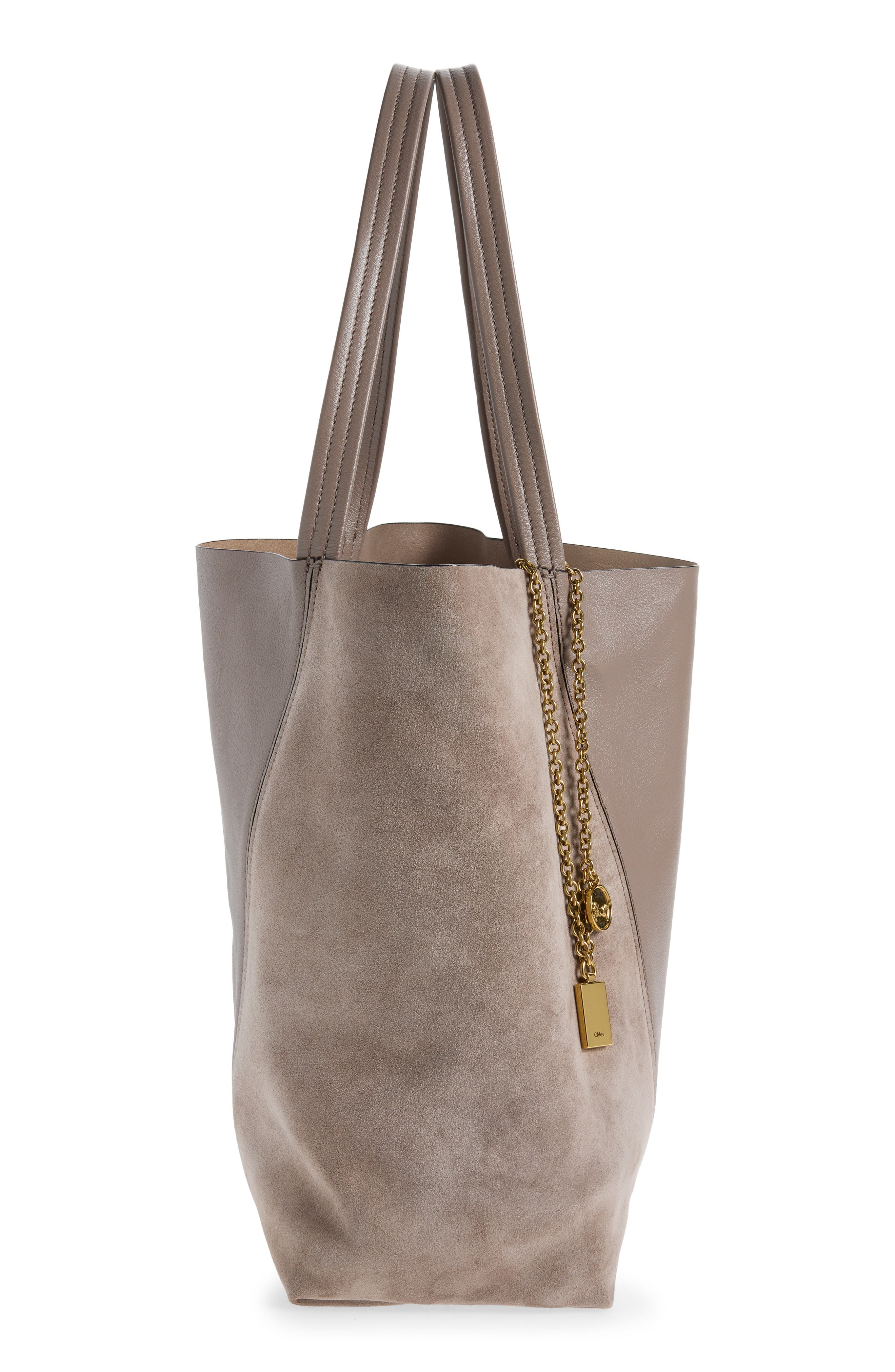 Medium Spin Leather & Suede Tote, Alternate, color, TWILIGHT PURPLE