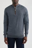 Peter Millar Autumn Crest Suede Trim Quarter Zip Sweater