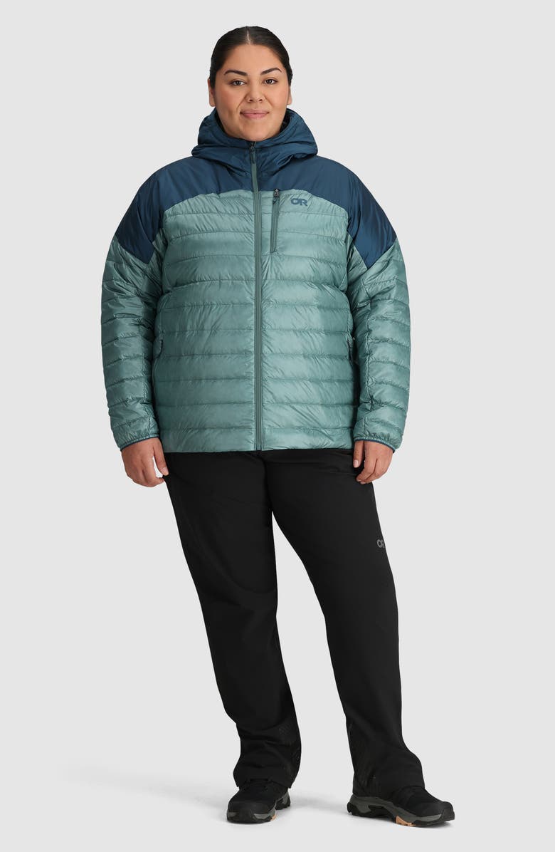 Outdoor Research Helium 800 Fill Power Down Hooded Jacket, Alternate, color, Neptune/ Harbor