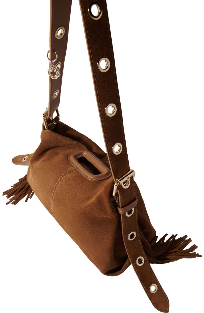 maje Suede Miss M bag, Alternate, color, Camel
