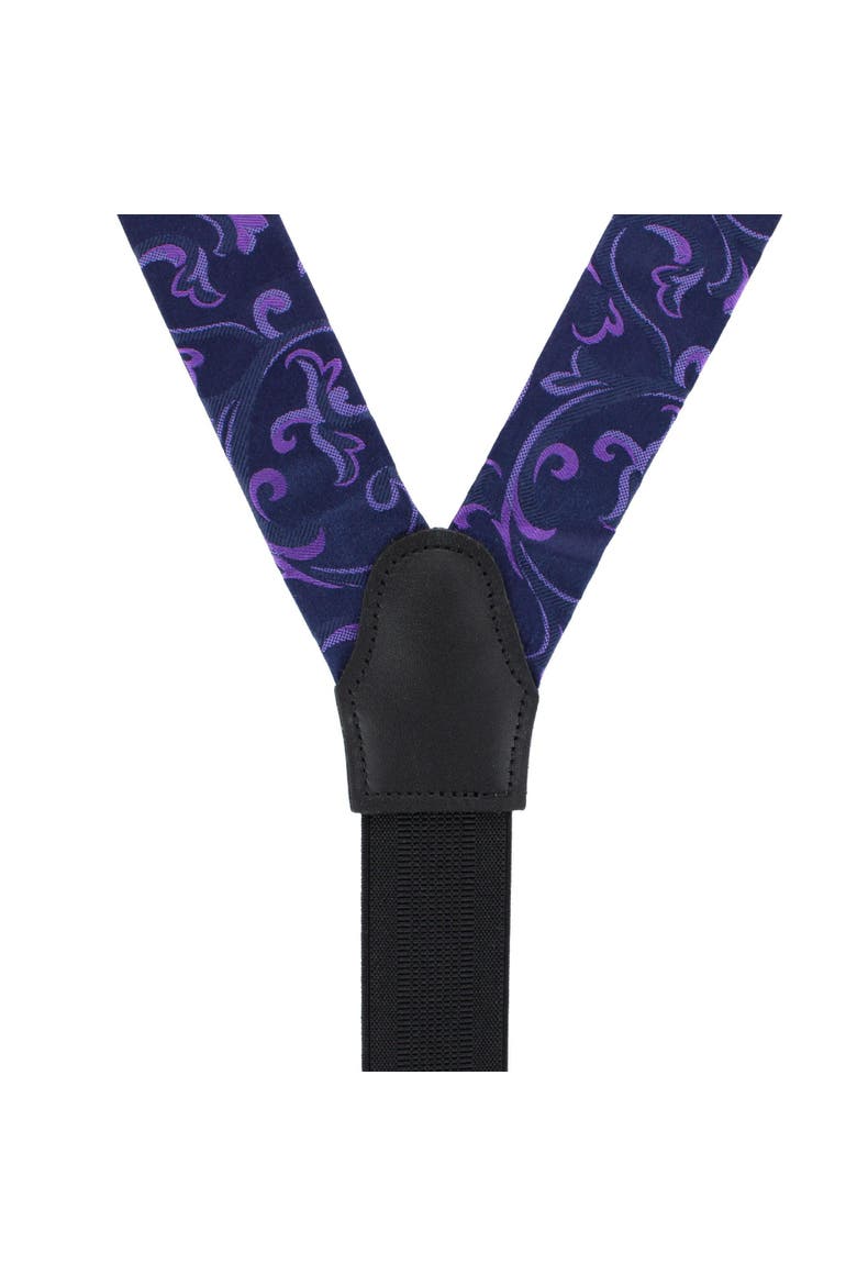 Christian the Romantic Brocade Silk Button End Suspenders, Alternate, color, Purple