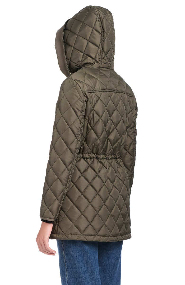Kate Spade New York Water Resistant Hooded Quilted Jacket, Alternate, color, New Dark Olive