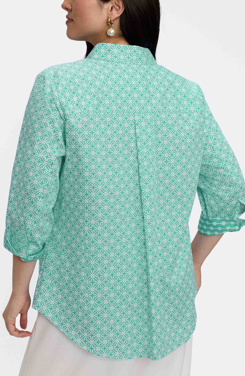 Foxcroft Margie Geo Lattice Three-Quarter Sleeve Button-Up Shirt, Alternate, color, 