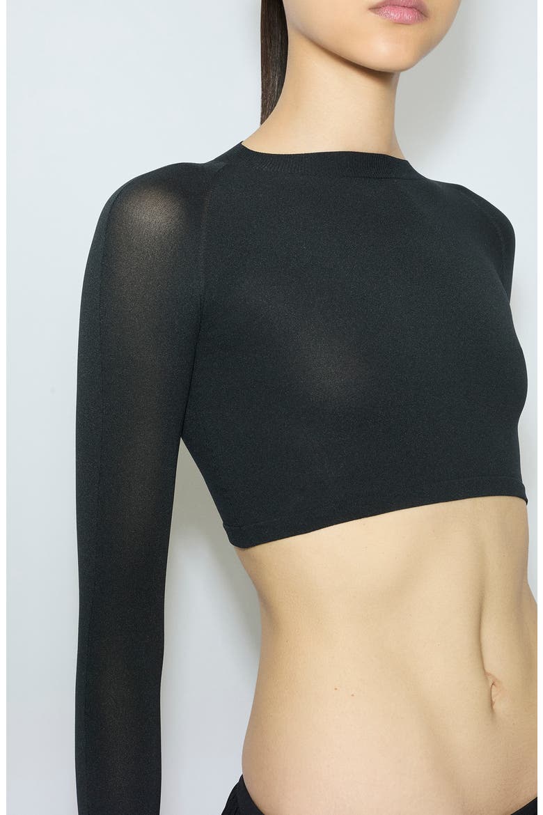 Long Sleeve Crop Top, Alternate, color, NOIR ALAIA