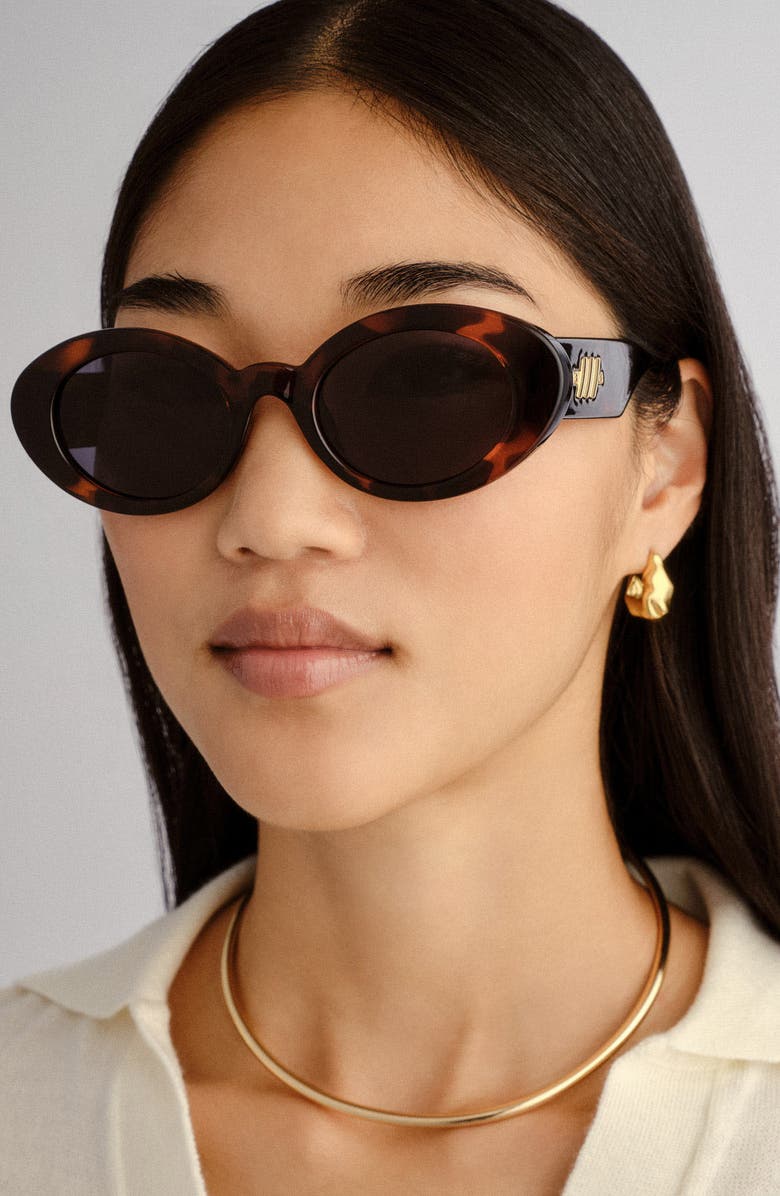 Le Specs Nouveau Vie 50mm Oval Sunglasses, Alternate, color, Dark Tort