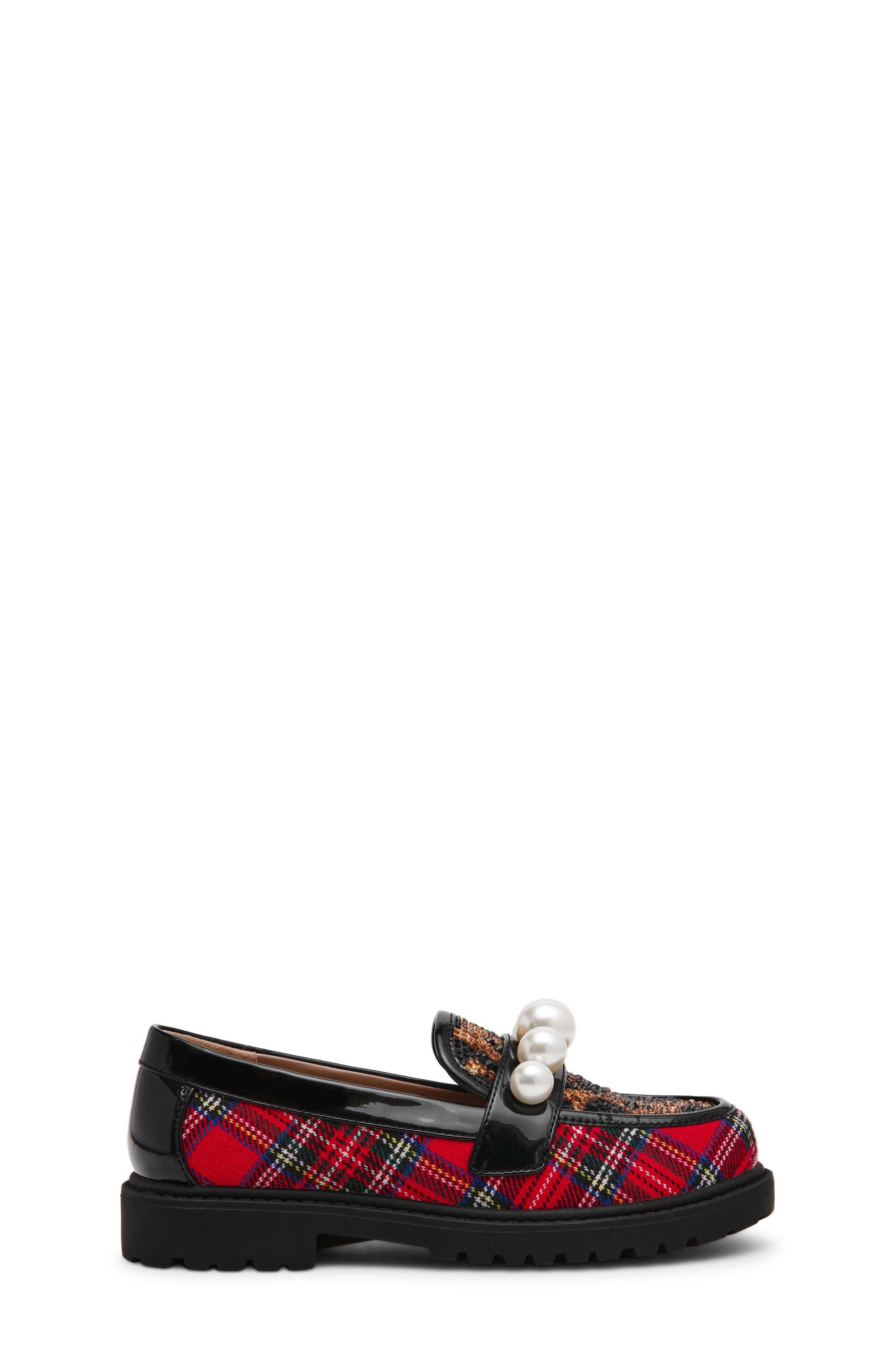 Betsey Johnson Kids' Harlo Platform Loafer, Alternate, color, Red Plaid