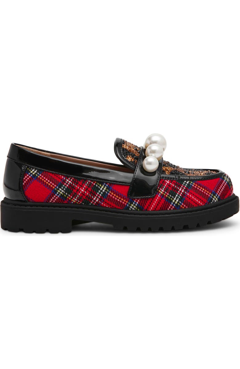 Betsey Johnson Kids' Harlo Platform Loafer, Alternate, color, Red Plaid