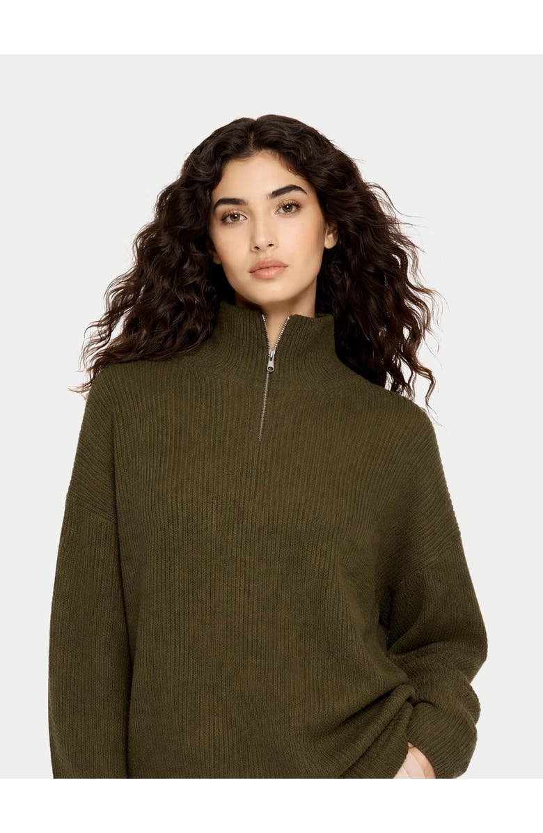 GOBI Mongolian Cashmere Cashmere Quarter-Zip Sweater, Alternate, color, Avocado