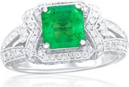SOUZANA by Suzy Levian 14K White Gold 1.64ct Emerald & 1.02cttw Diamond Ring