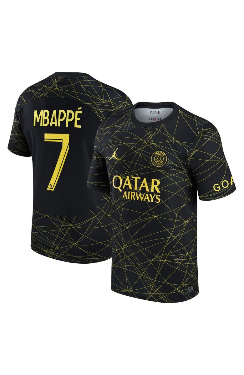 Nike Men's Jordan Brand Kylian Mbappé Black Paris Saint-Germain 2022/23 Fourth Breathe Stadium Replica Player Jersey, Main, color,