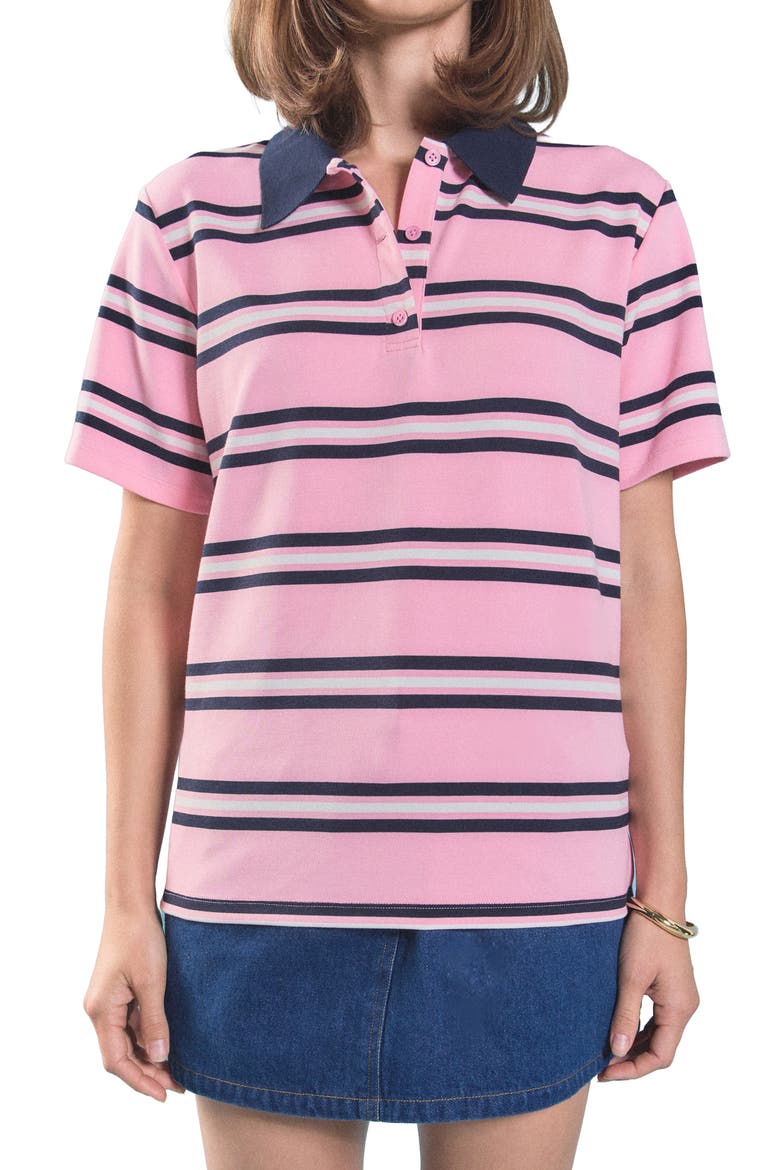 Stripe Polo Shirt, Alternate, color, PINK MULTI