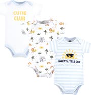 Hudson Baby Little Soft Cotton All-in-One Outfits, Set of 3