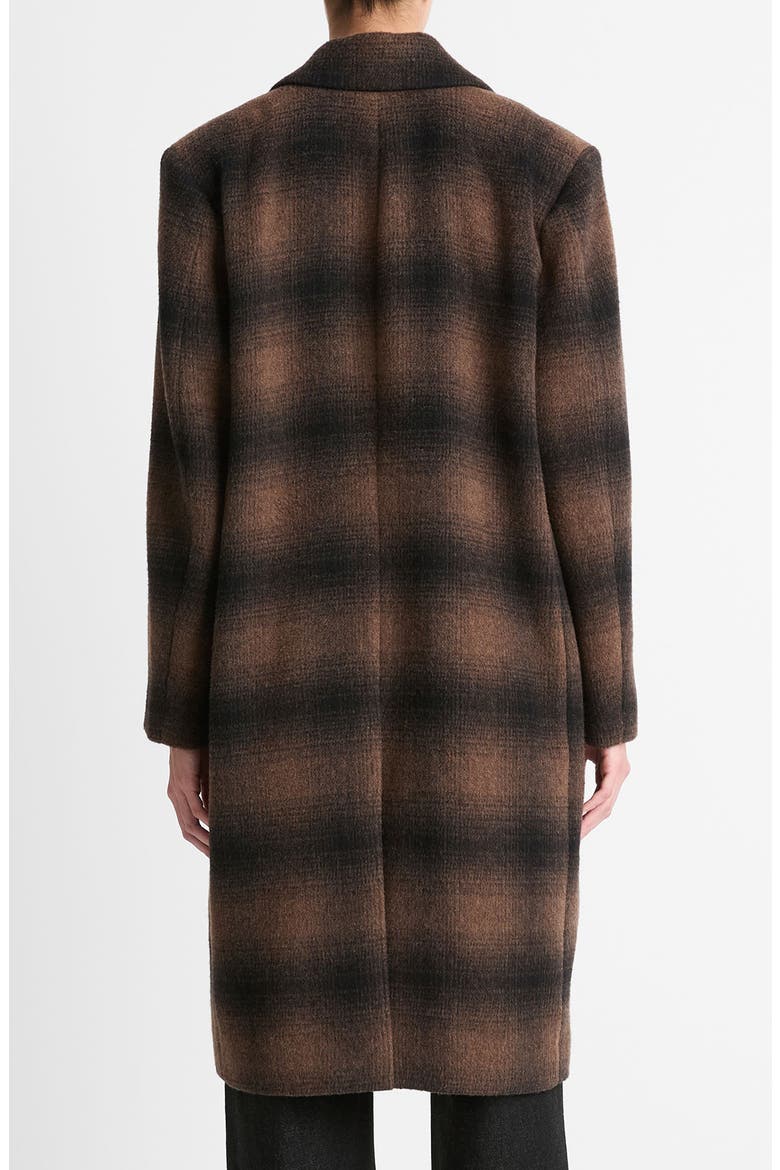 Shadow Plaid Wool Blend Coat, Alternate, color, DEEP WALNUT