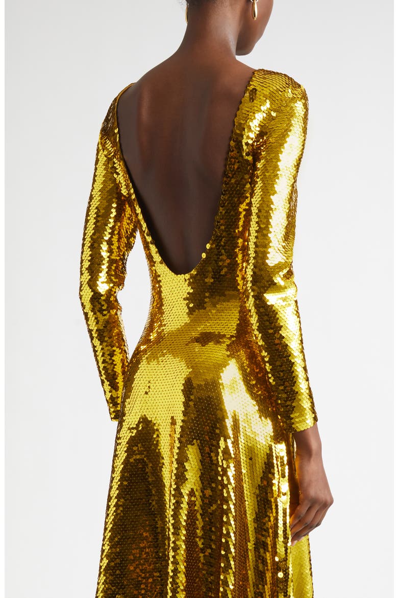 Long Sleeve Paillette Cocktail Dress, Alternate, color, 8480 GOLD