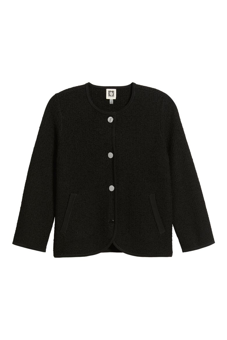 Eyelash Texture Cardigan, Alternate, color, ANNE BLACK