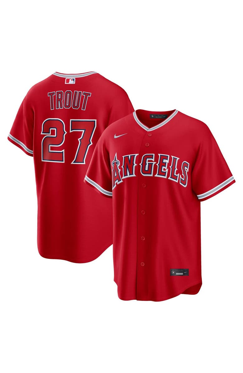 Nike Men's Nike Mike Trout Red Los Angeles Angels Alternate Replica Jersey, Main, color, Red