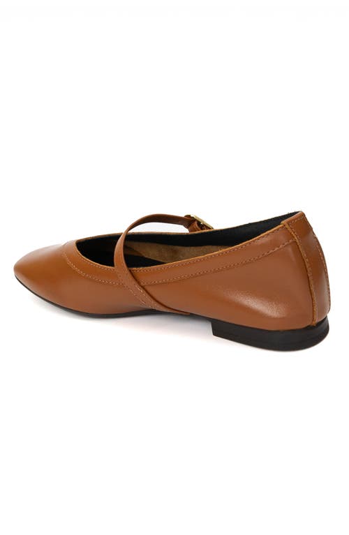 Menina Step Greta Leather Mary Jane Flat In Brown