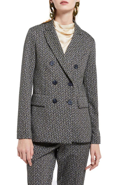 Printed Double Breasted Blazer