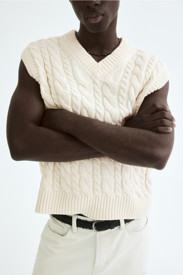 Relaxed-fit Cotton Sweater Vest, Alternate, color, Cream