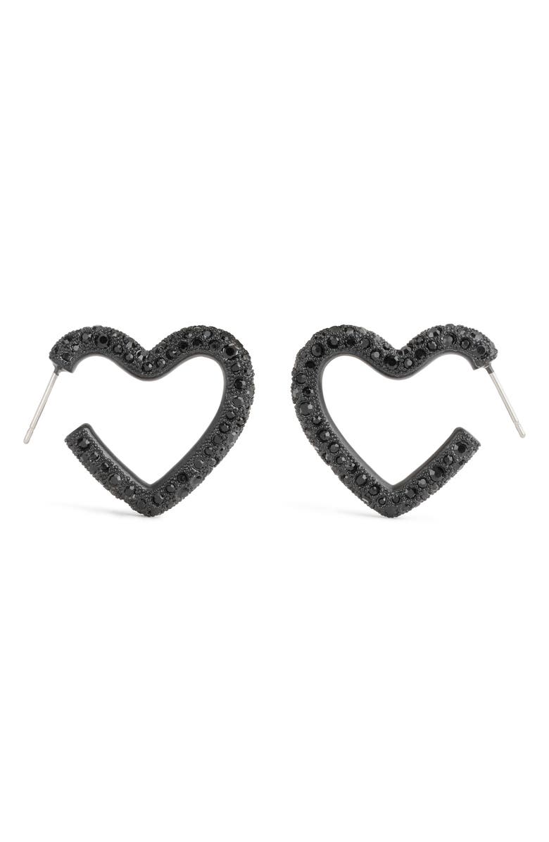 COACH Pavé Heart Hoop Earrings, Alternate, color, 