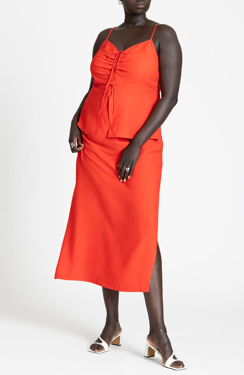 ELOQUII Ruched Tie Front Camisole, Alternate, color, 