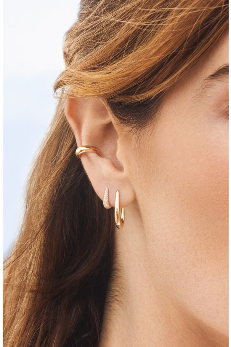 Mini Maeve Diamond Huggie Hoop Earrings, Alternate, color, 14K YELLOW GOLD / DIAMOND
