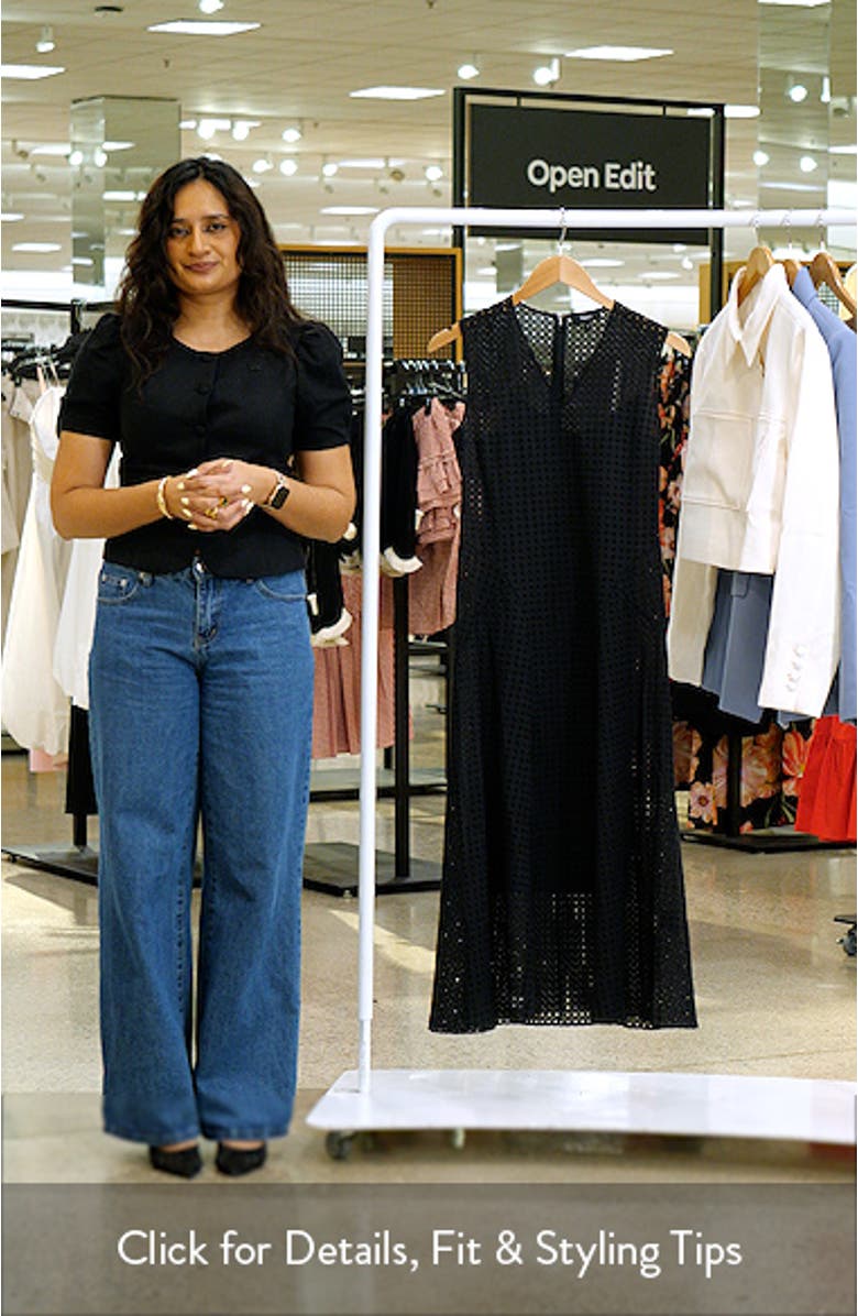 Eyelet Embroidered Fit & Flare Cotton Midi Dress, sales video thumbnail