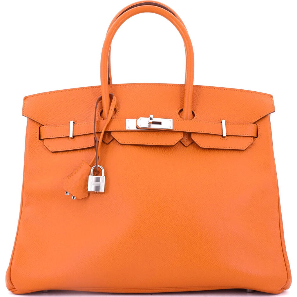 Pre-owned Hermes Hermes Birkin Handbag Orange Epsom With Palladium Hardware 35 In Orange