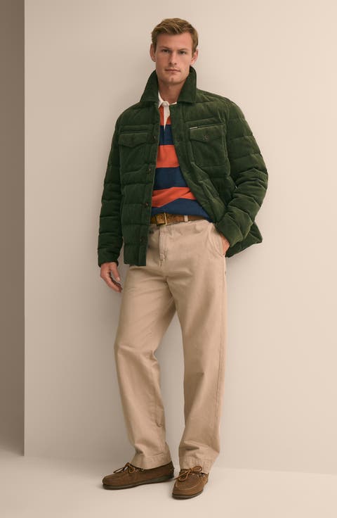Quilted Corduroy Down and Feather Fill Shirt Jacket