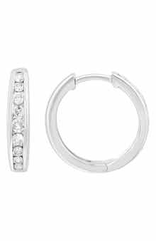 Sterling Silver Diamond Hoop Earrings