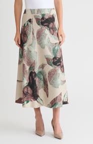 Misook Abstract A-Line Jacquard Soft Knit Maxi Skirt