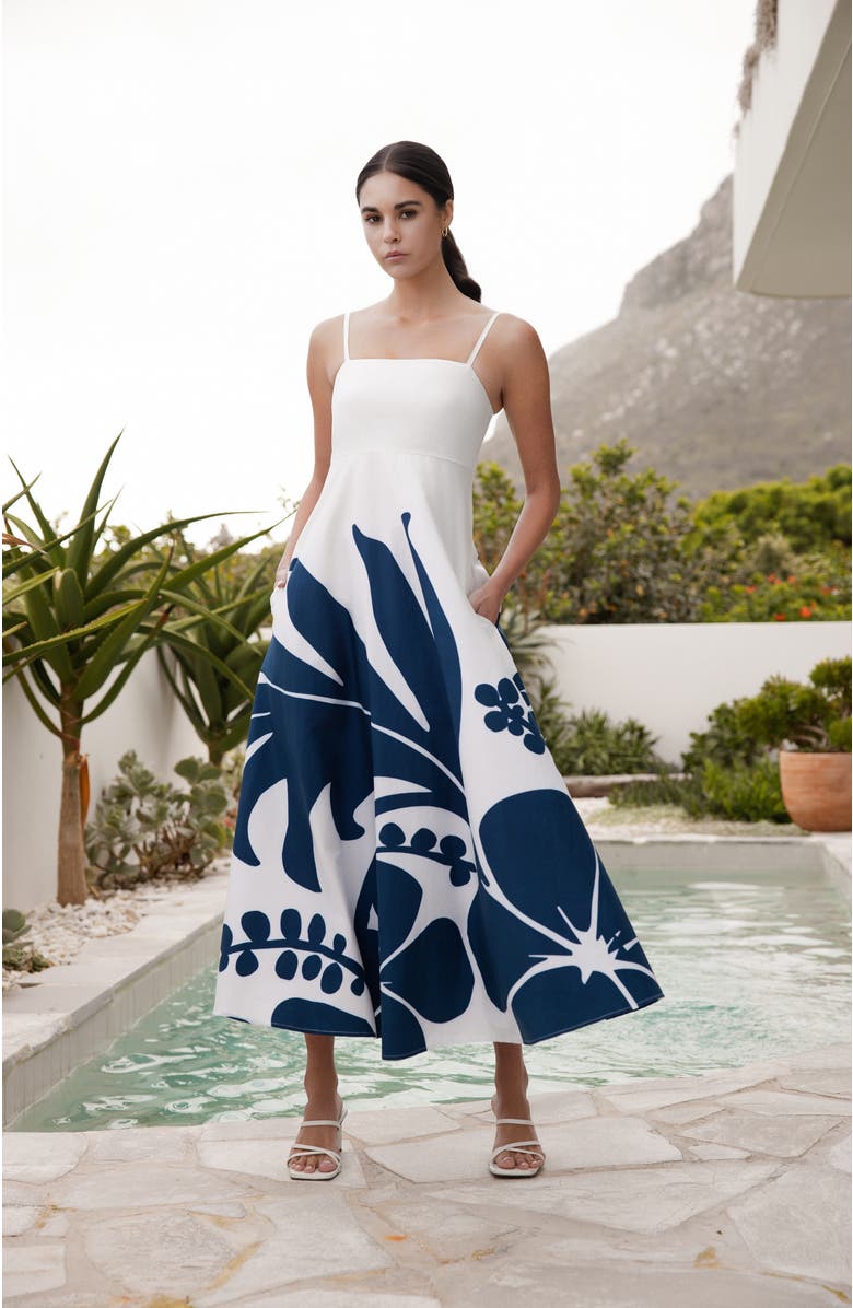 DIARRABLU Cotton Poplin Oria Midi Dress Ula, Alternate, color, Ula Navy