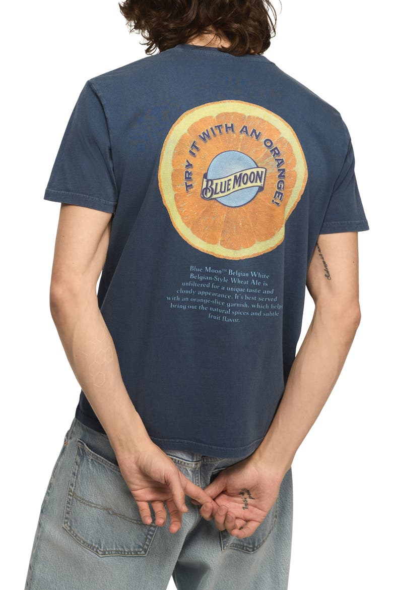 Blue Moon Orange Cotton Graphic T-Shirt, Alternate, color, DARK DENIM