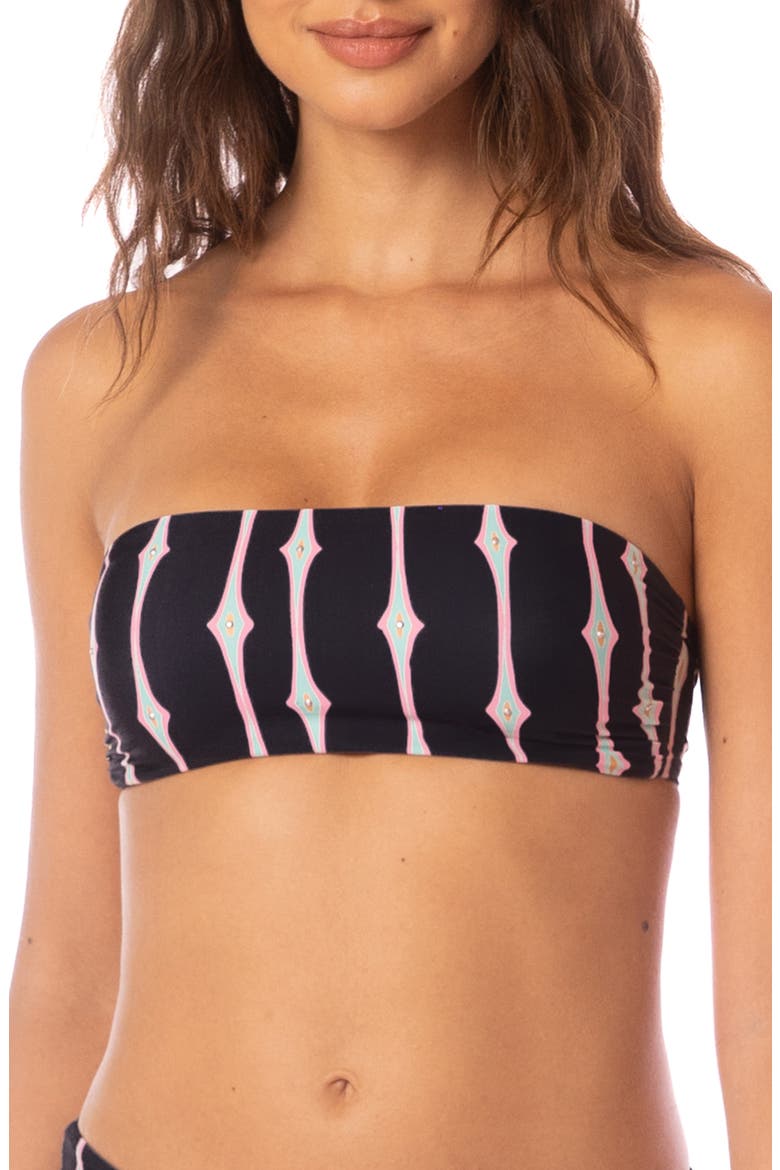 Radiant Diamond Bryn Reversible Bandeau Bikini Top, Main, color, BLACK