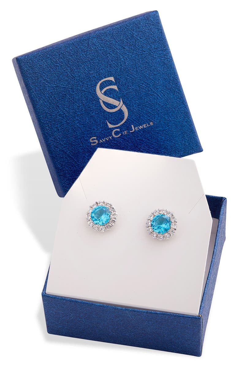 SAVVY CIE JEWELS Rhodium Plated Cubic Zirconia Stud Earrings, Main, color, 
