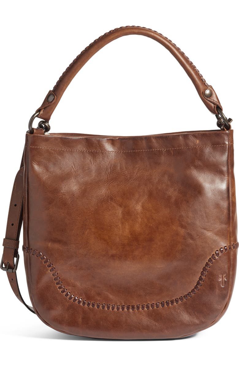 Frye Melissa Whipstitch Leather Hobo, Main, color, Cognac