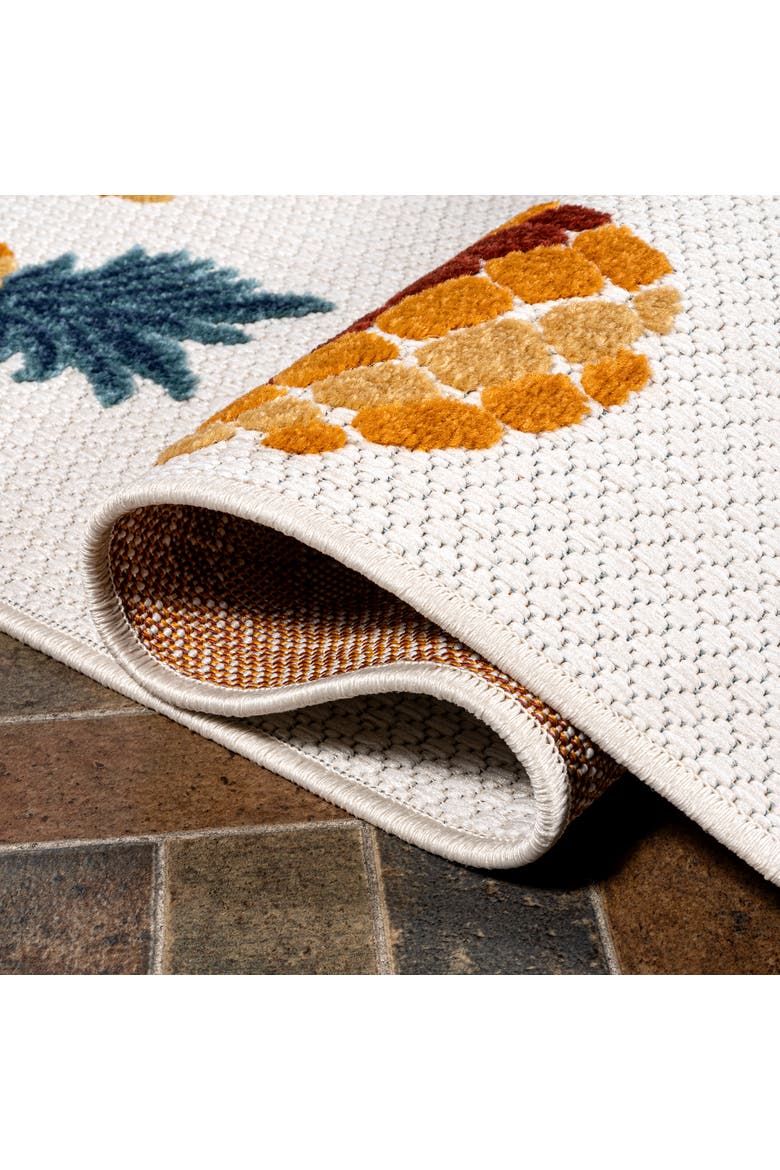 Ananas Bold Pineapple High-Low Indoor/Outdoor Area Rug, Alternate, color, Orange/Navy