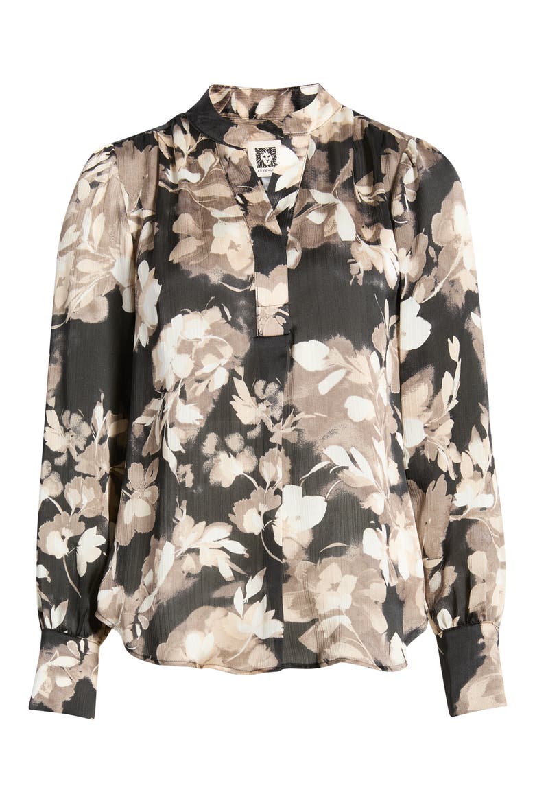 Floral Print Top, Alternate, color, ANNE BLACK/ LATTE MULTI