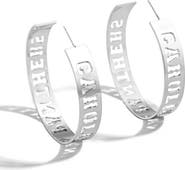 WEAR by Erin Andrews x Baublebar Silver Carolina Panthers Large Cutout Hoop Earrings