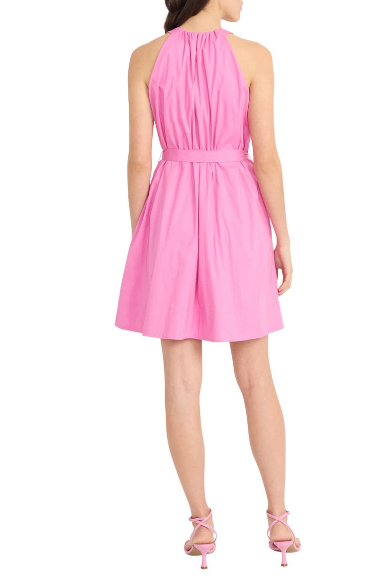 Sleeveless Belted Halter Dress, Alternate, color, SUPER PINK